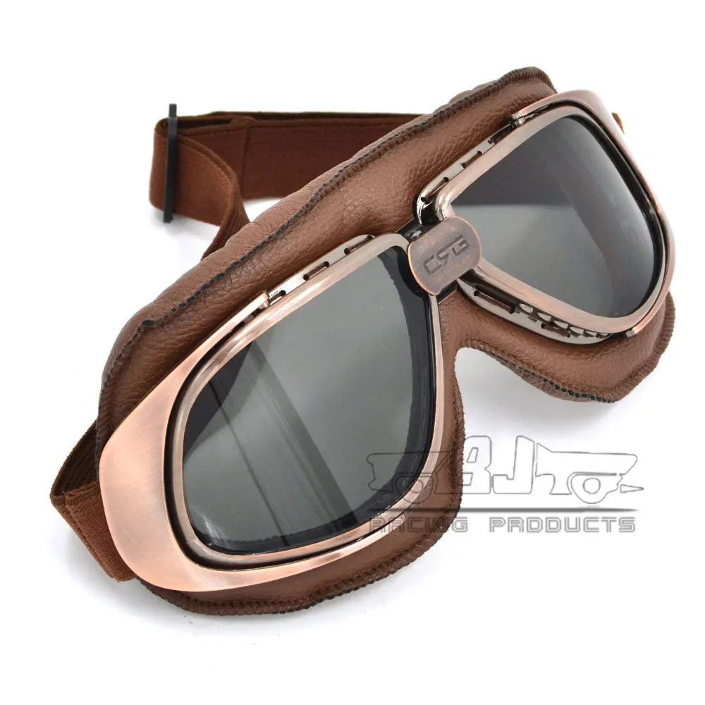 Retro Motorcycle Goggles Glasses Vintage Cruiser Motorcycle Leather Goggles Helmet Eyewear