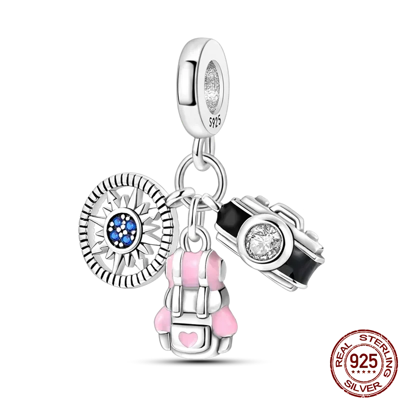 925 Sterling Silber Kamera Eisenturm Flugzeug Reise Charms Perlen passen Pandora Original Armbänder DIY Jubiläum Schmuck Frauen