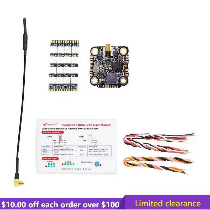 

Limited Clearance MINI VT5804 L1 600mW 5.8G 40CH 2-6S VTX With 4PCS LED Board