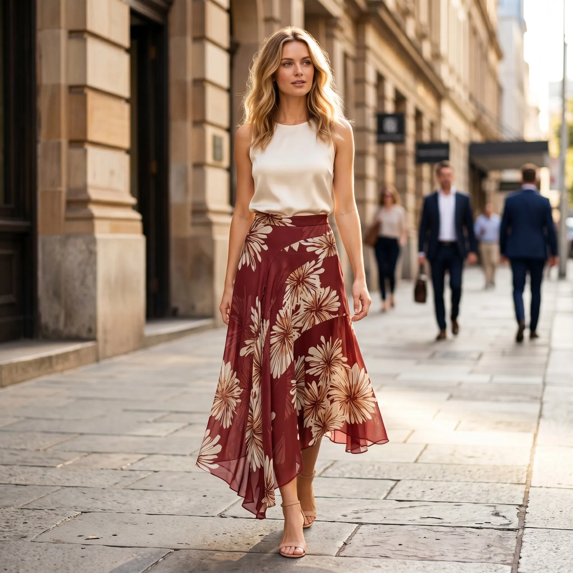 

Ladies Elegant Skirt High Waist Midi Length Skirt for Everyday Style Ladies Fashion Skirt Soft Fabric Midi Skirt for BE1905