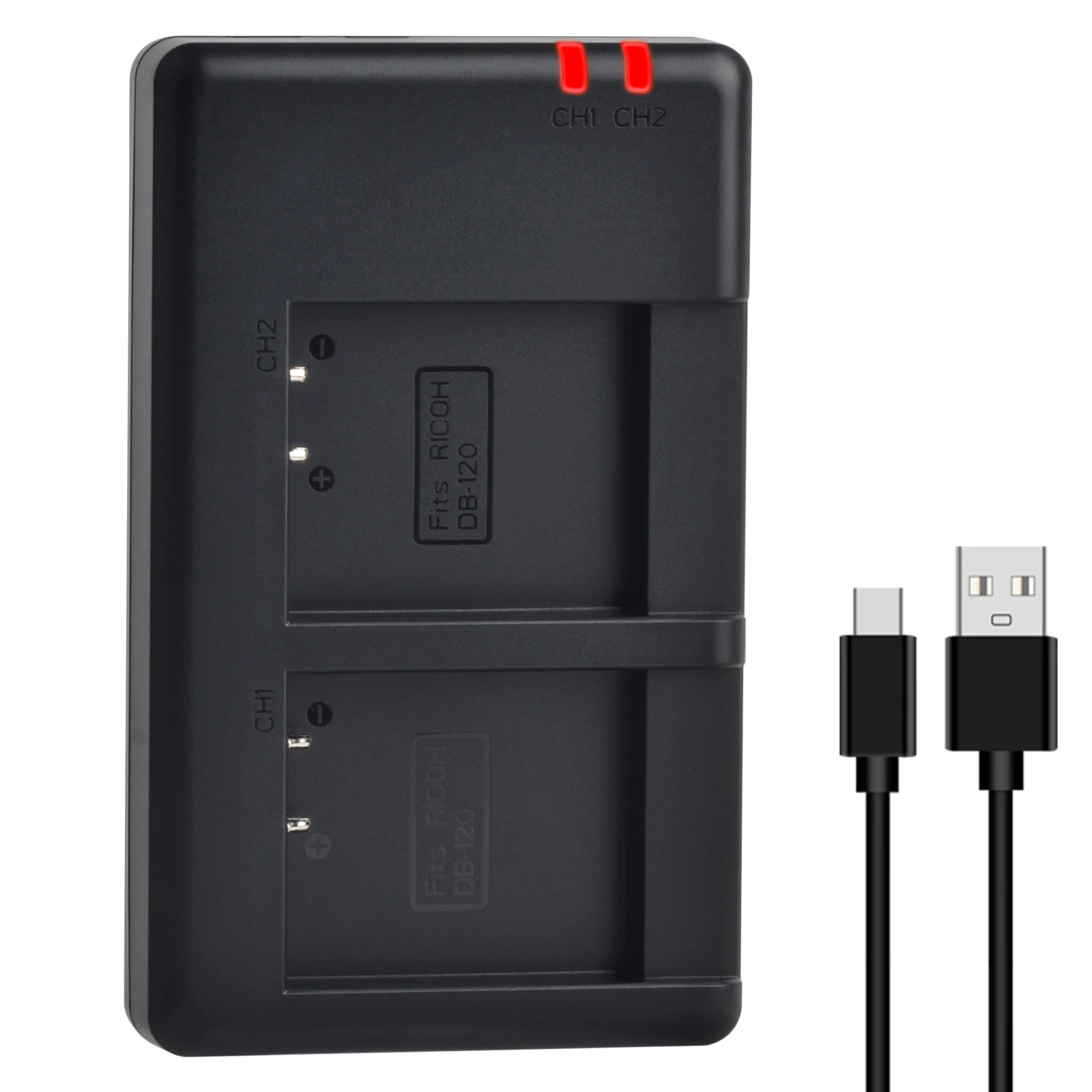 1850mAh DB-120 DB120 DB 120 Battery for Ricoh GR IV GR4 Camera Rechargeable Batteries with Dual Battery Charger