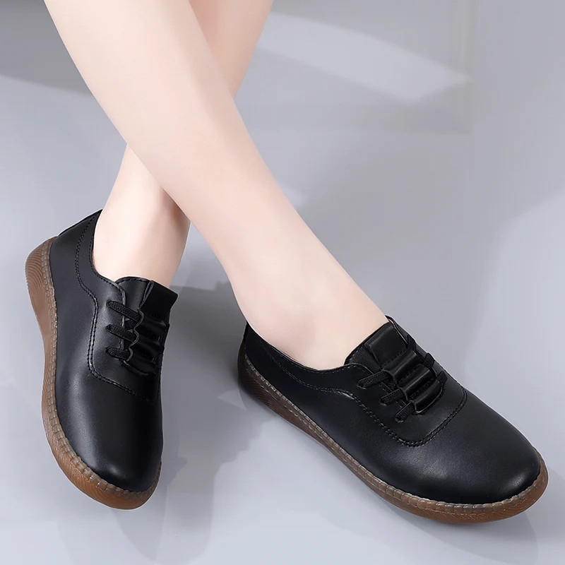 2025 الأبيض أحذية مفلكنة النساء أحذية حذاء كاجوال وتر وحيد للنساء أمي الشقق zapatos de mujer #2