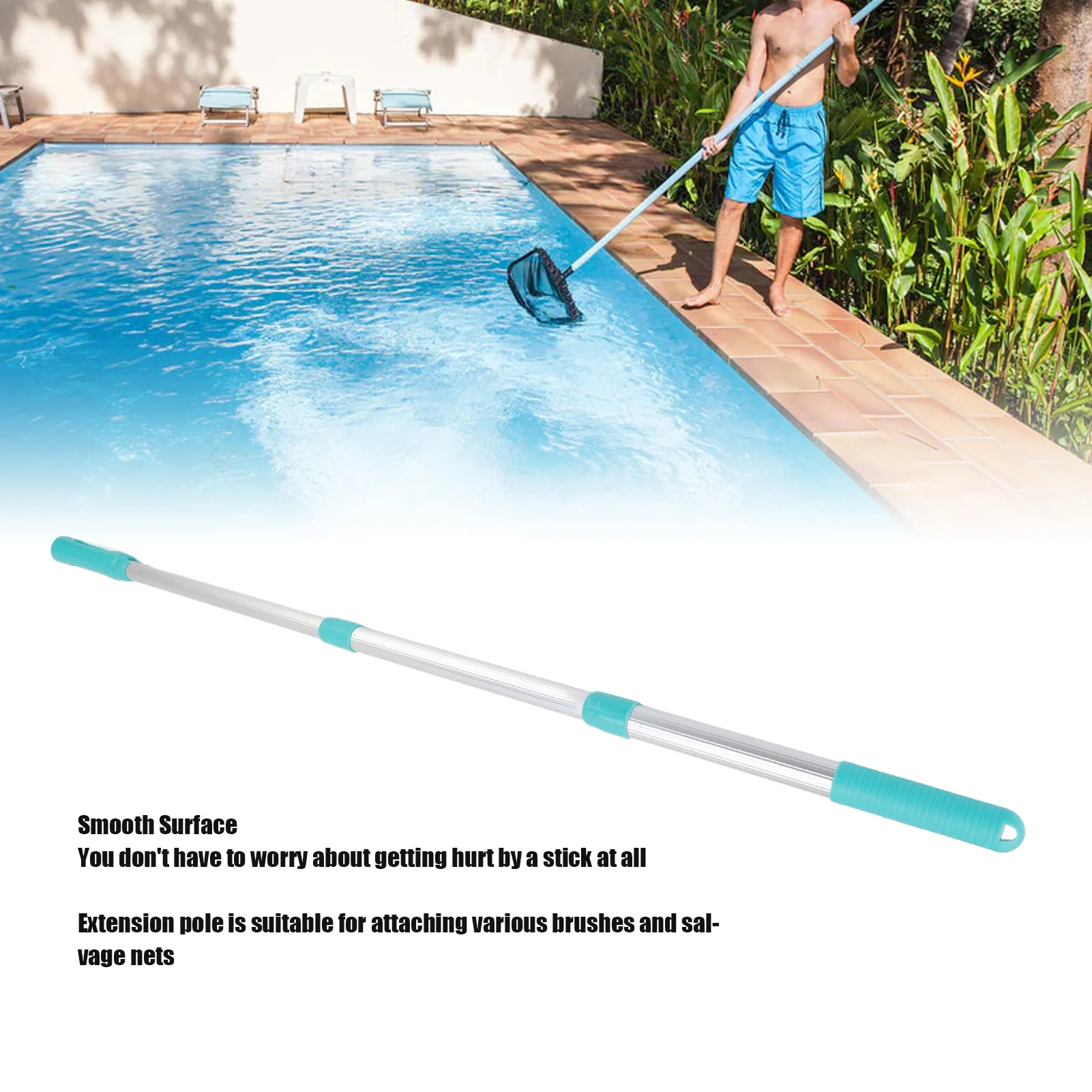 3 Section Telescopic Swimming Pool Pole Detachable Aluminum Swimming Pool Extension Rod For Cleaning Net