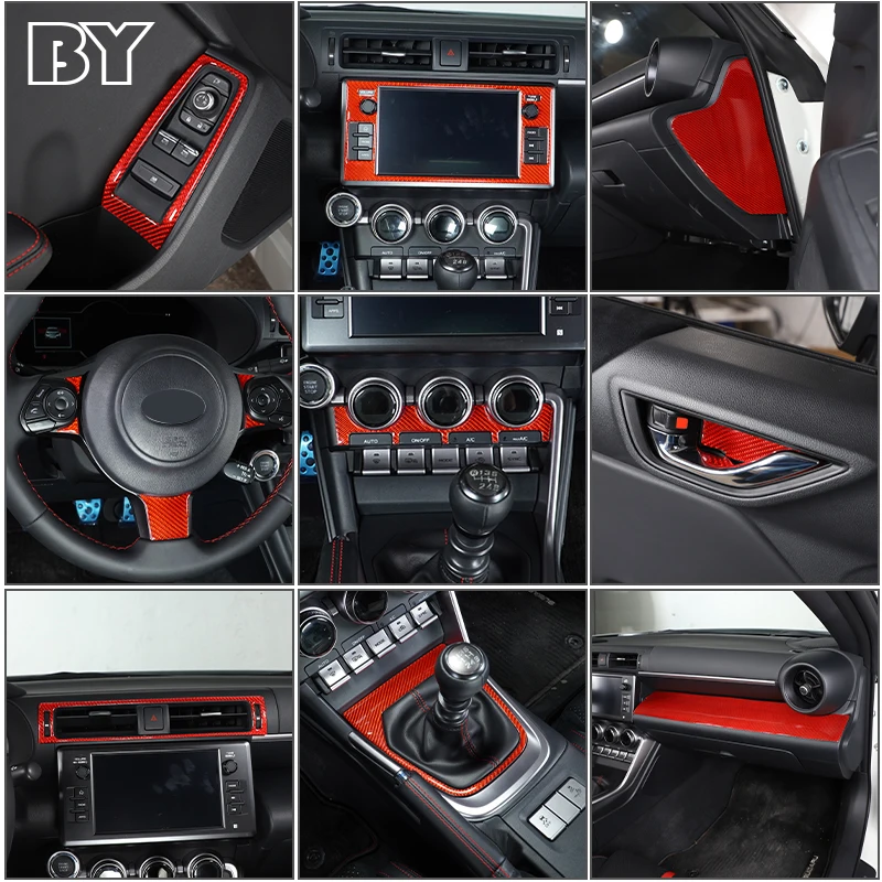 

Car Interior Accessories Moulding Red Soft Carbon Fiber Central Control Gear Shift Panel Sticker Car Styling For Subaru BRZ 2022