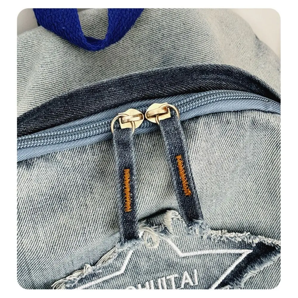 Stylish Large Capacity Denim Backpacks Denim Material Multi-Pocket Structure Travel Bag Multi-functional Daypack Student