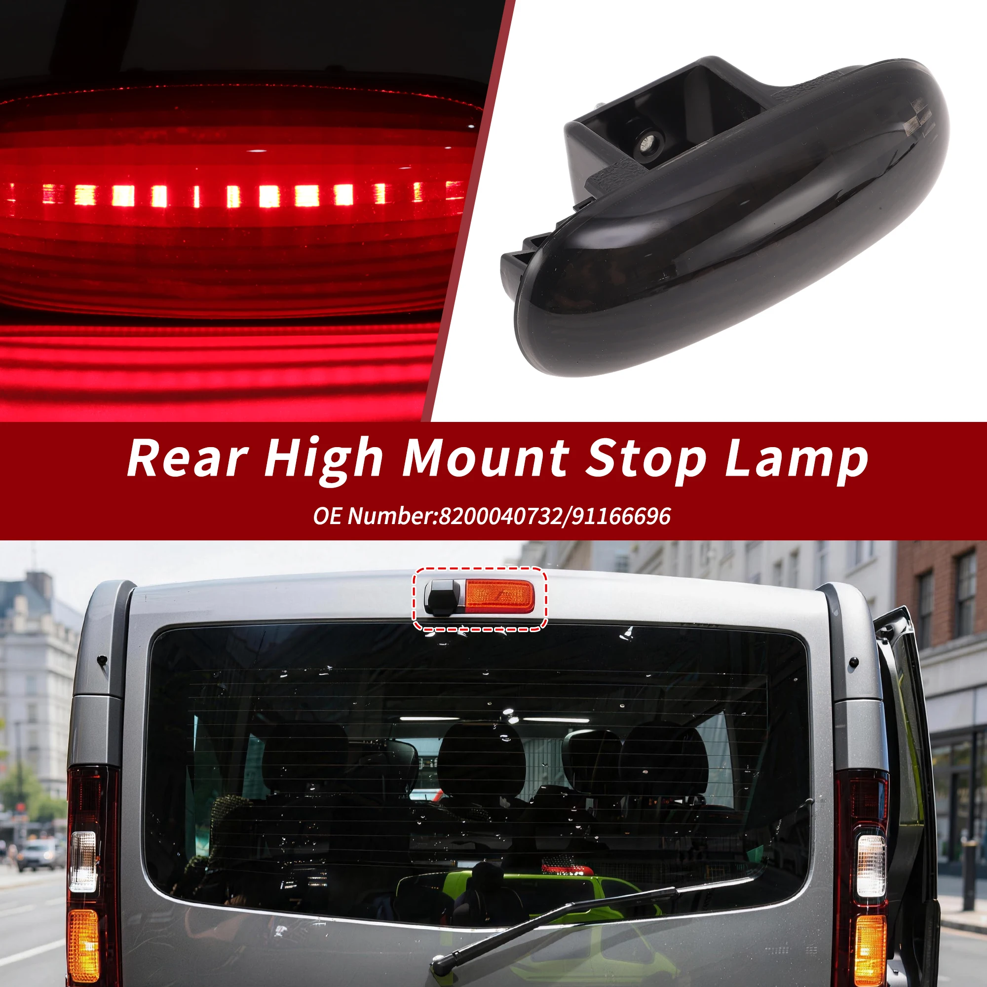 X Autohaux 8200040732 LED Third Brake Light for Nissan Interstar 04-07 Black