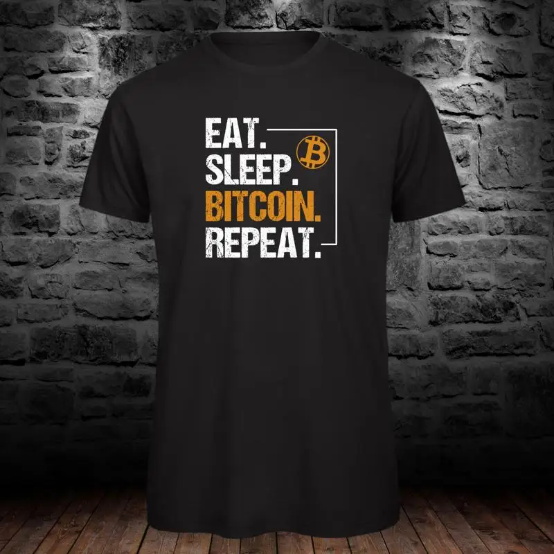 BITCOIN, Tee, T-Shirt, Crypto, Logo, Cryptocurrency, Eat Sleep Bitcoin Repeat