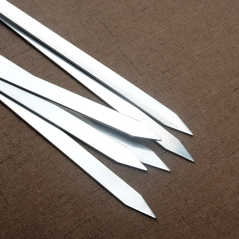 55Cm Bbq Skewers Long Handle Shish Kebab Barbecue Grill Sticks Wood Fork Stainless Steel Outdoor Needle Bags