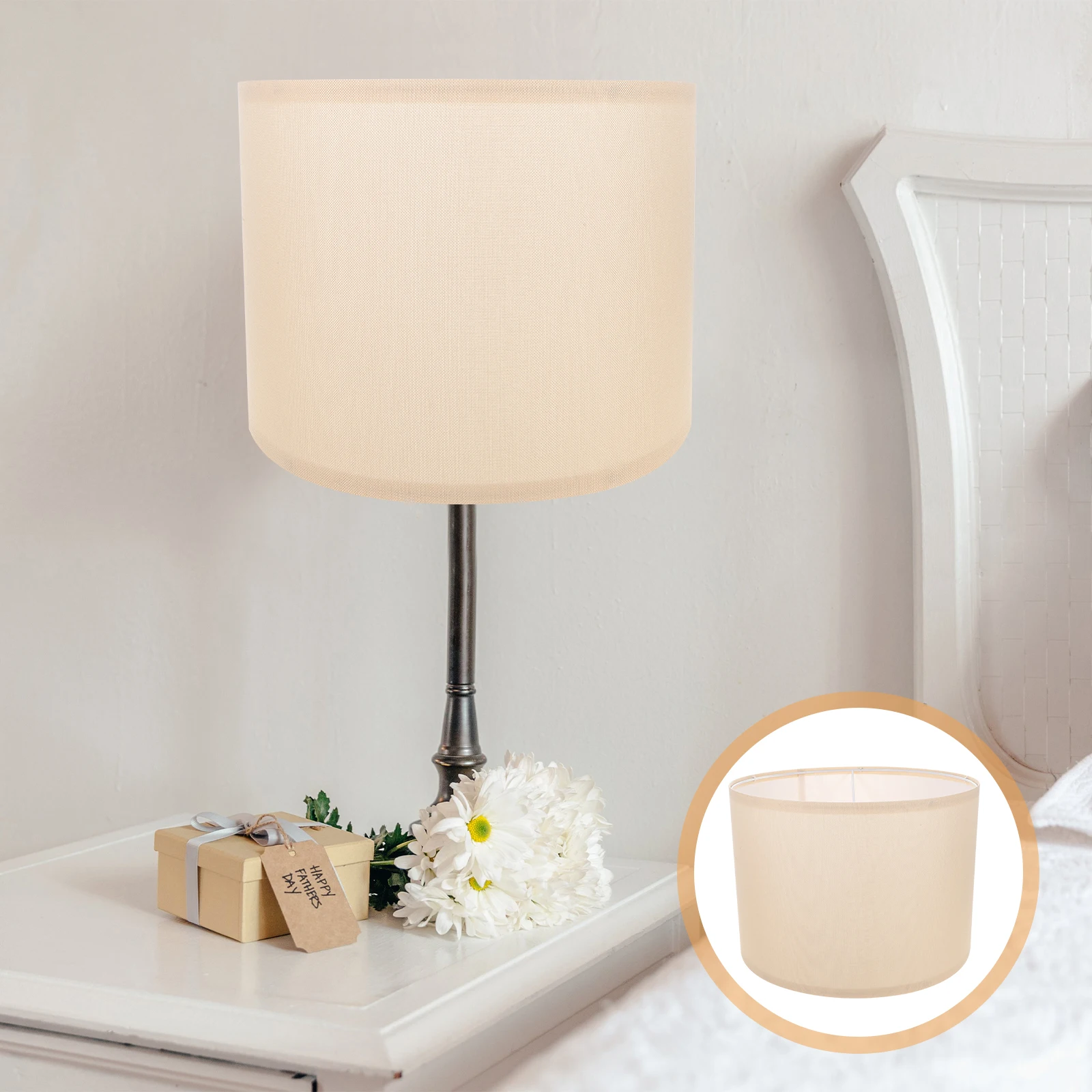 

Small E27 Base Floor Lamp Shade Indoor Cover Light Accessory For Bedroom Office Metal Cloth Material Detachable Design Retro