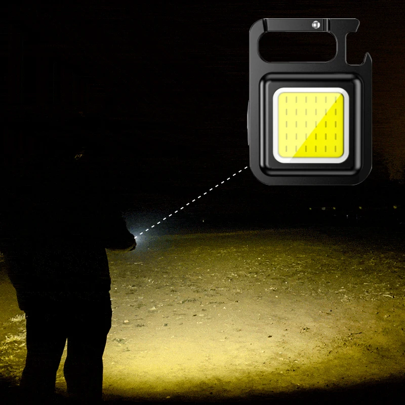 Mini LED-zaklamp sleutelhanger Multifunctionele draagbare COB-kampeerlampen USB-opladen Werklampen Outdoor noodwerklamp