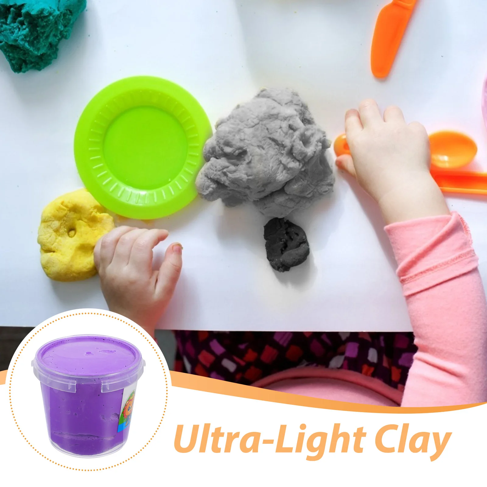 

2Pcs Ultra Light Clay Durable Resin Non-Hardening DIY Clay Kit for Educational Plaything Cartoon Pure Color Mud Modeling