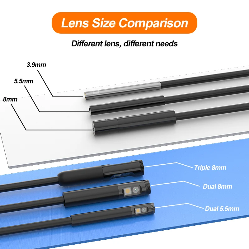 كابل كاميرا المنظار فقط HD1080P 1-15 متر كابل صلب مقاوم للماء 3.9 مللي متر/5.5 مللي متر/8 مللي متر كاميرا واحدة مزدوجة ثلاثية وحدها بدون شاشة #2