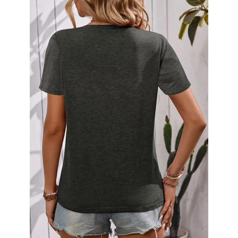 Plus Size - Plus Size - 2026 Women'S Fashion Spring And Summer New Collection Features a Mysterious Style with a Printed V-Neck