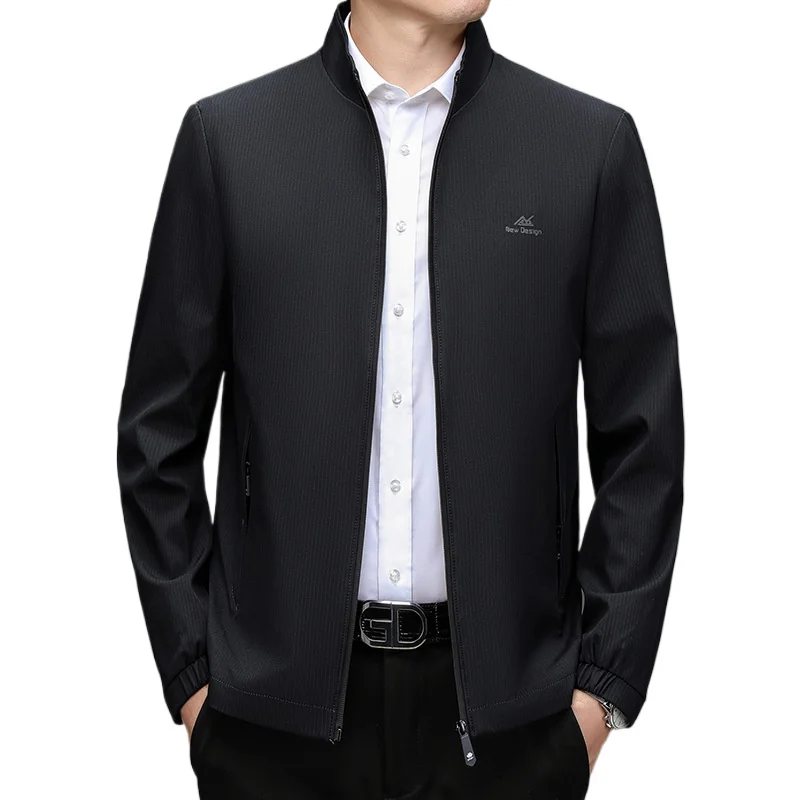 

Модные мужские куртки, весенне-осенняя мужская куртка с воротником-стойкой, деловая повседневная однотонная куртка для мужчин, пальто