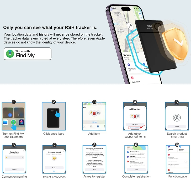 Wireless Charging Smartcard für Airtags Apple Finde meine App Smart Tag kann Brieftaschen, Pässe und Rucksäcke weltweit finden