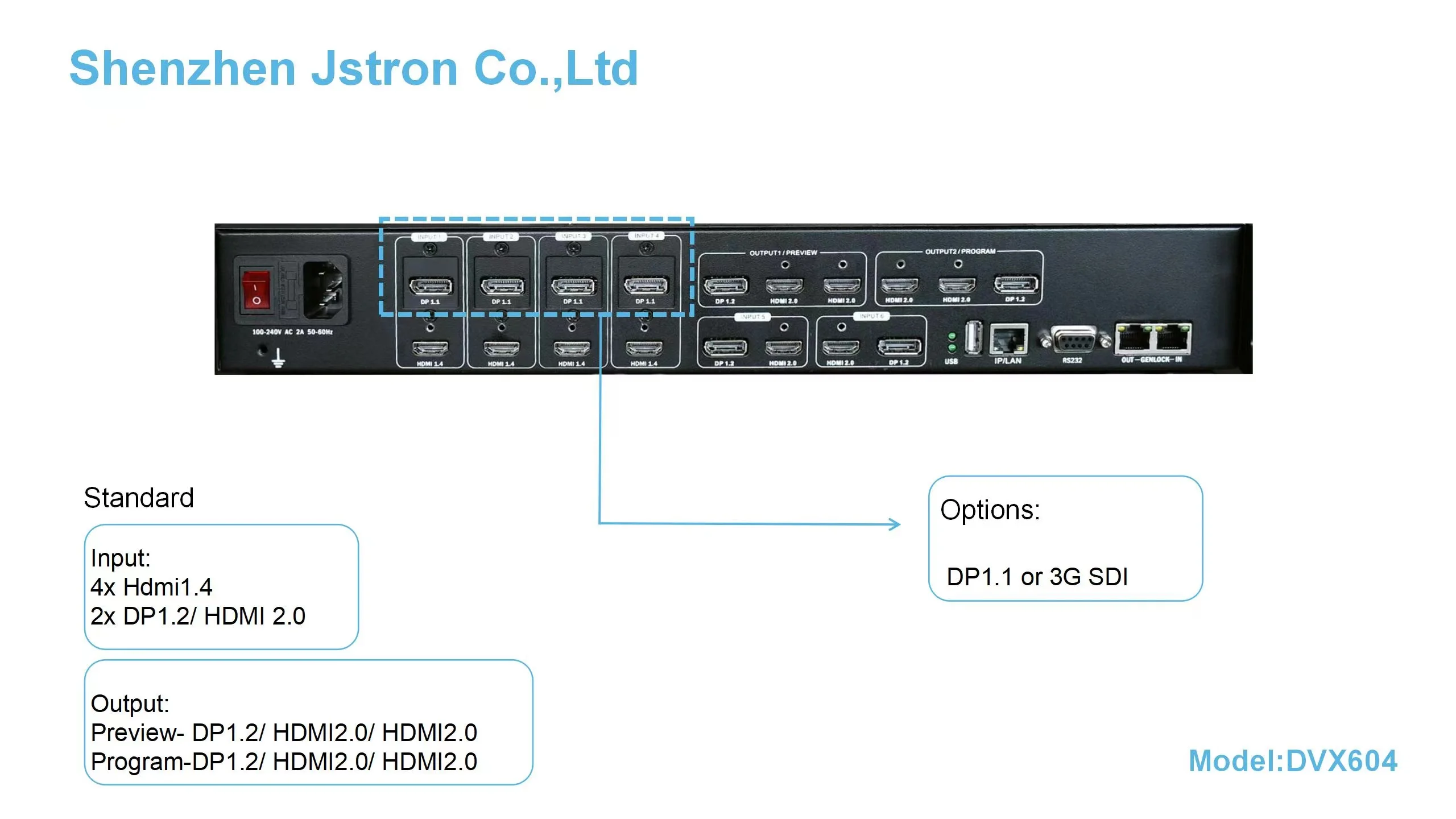 Speedleader-procesador led JSTRON DVX604S con puerto SDI, empalmador sin costuras, puede en lugar de LVP6000S, DVX402S, DVX802S