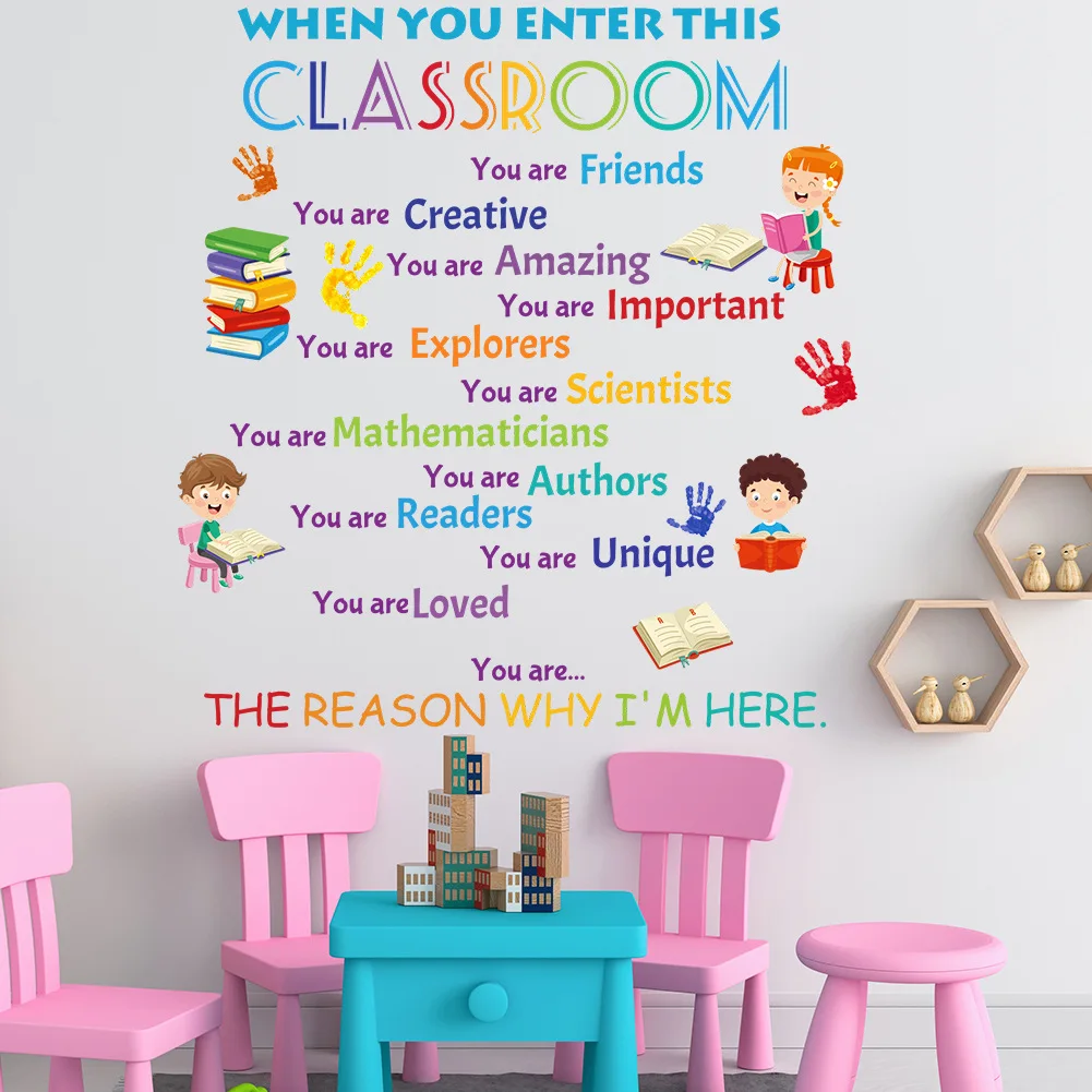 Colorful Inspirational slogan sticker for classroom school decoration self adhesive wall decor