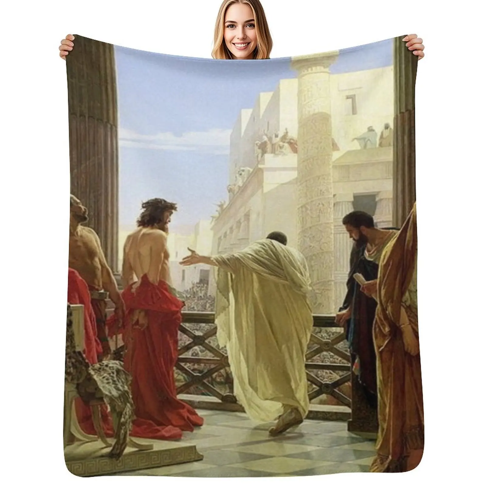 Jesus Christ: Ecce Homo, Antonio Ciseri Throw Blanket Summer Cool Breathable Blanket for Sleeping
