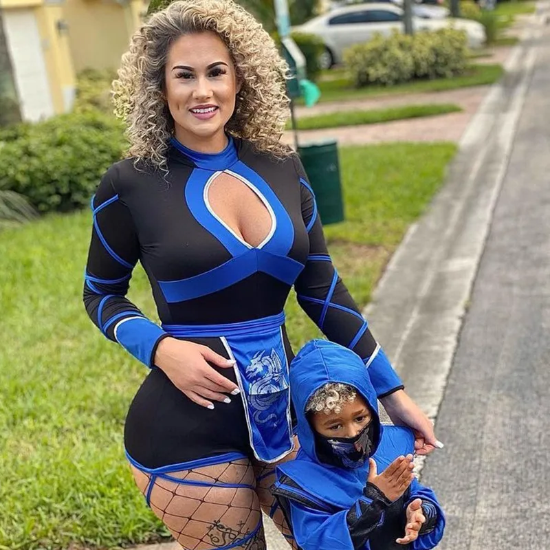 ハロウィン女性のセクシーな忍者衣装アニメサムライ忍者コスプレジャンプスーツ制服セクシーなスーツ女性大人の衣装カーニバルドレスアップ