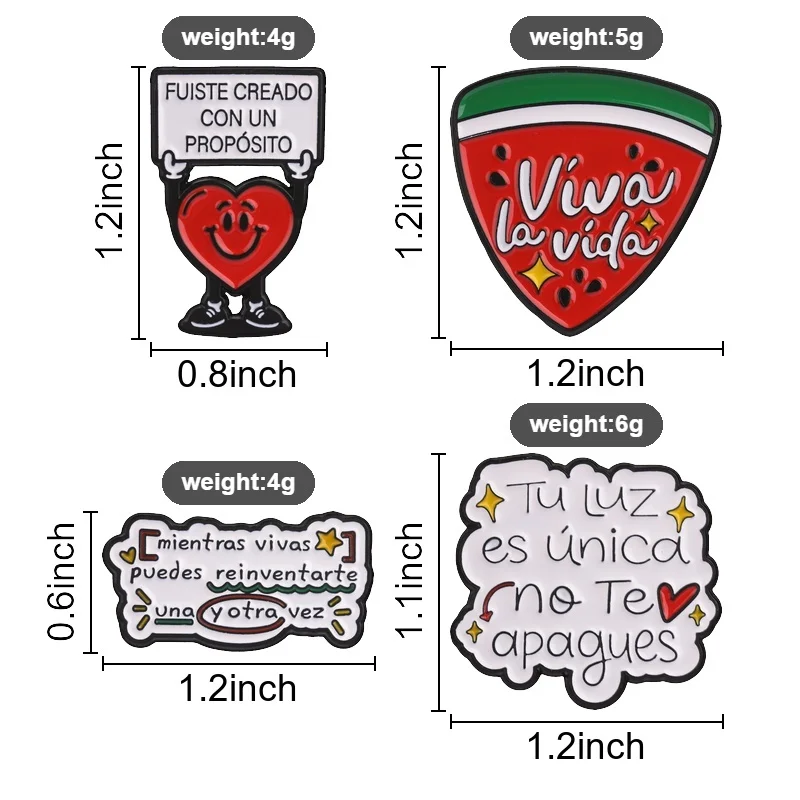 Cartoon Heart Watermelon Badge Positive Life Quote Enamel Pins Fashion Lapel Brooches Backpack Clothes Jewelry Gift for Friends