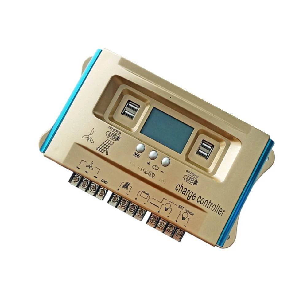 30-100A Hybrid Solar Wind Charge Controller - Dual USB Ports for DC Charging, Auto Protection