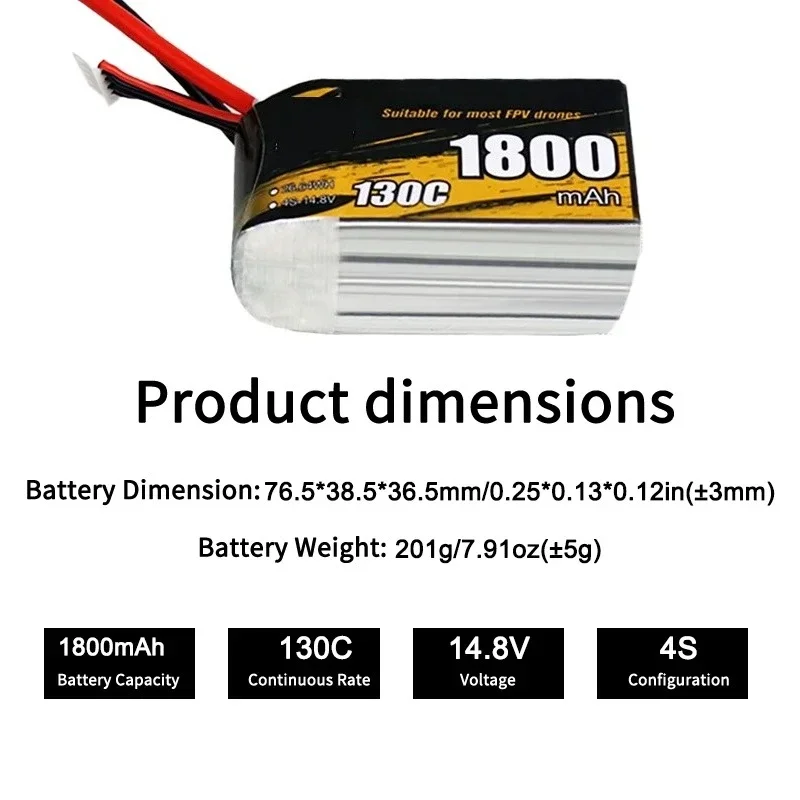High Quality 1800mAh 4S 130C Medium Magnification Low Internal Resistance Long Life Reliable Lipo Battery For FPV Drone