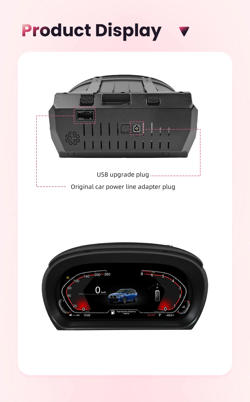 BONROAD 1920*720P Auto-LCD-Armaturenbrett-Tachometer-Cluster-Display für BMW 3er-Serie E90 E91 E92 E93 Digitales Fahrzeuginstrument – Detail 9