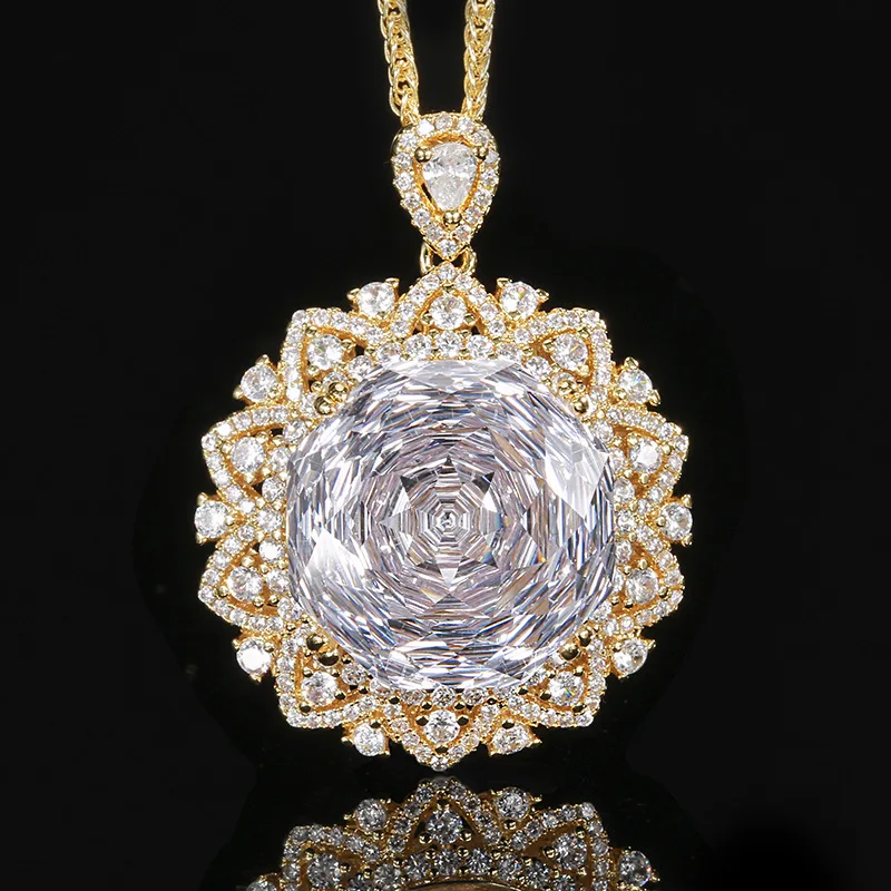 New Gold-Plated Rose Cut Elegant Vintage Gold Pendant Main Stone18mm