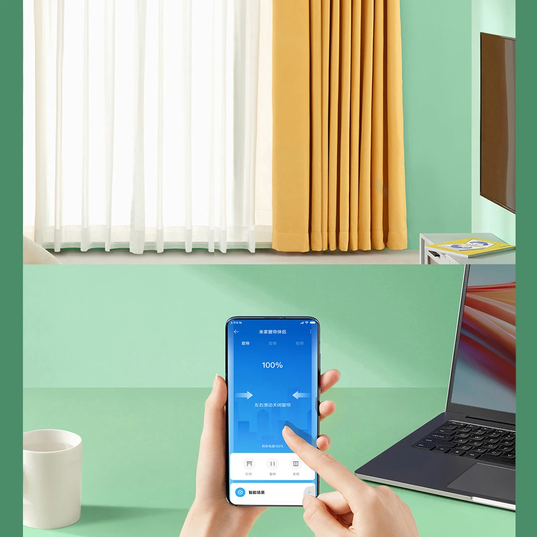 Imagem -04 - Xiaomi Mijia Inteligente Cortina do Motor Interruptor de Controle Voz Cortina Elétrica Robô Mijia App Controle Temporizador Configuração Malha Ligação Inteligente