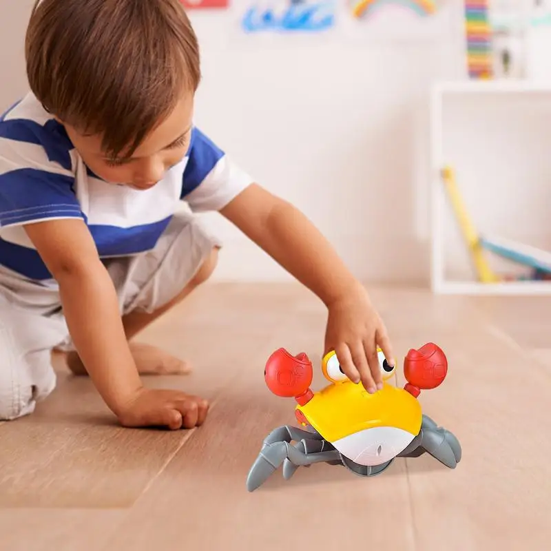 Walking Crab Toy Rechargeable Crab Toy With Light And Sound Educational Cartoon Kids Sensory Induction Crabs Kids Interactive