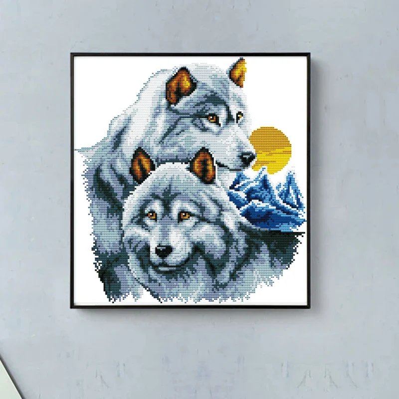 الأبدية الحب الذئب عيد الميلاد عبر عدة خياطة القطن البيئي مختوم 14ct متجر جديد ترويج المبيعات التطريز ديكور المنزل