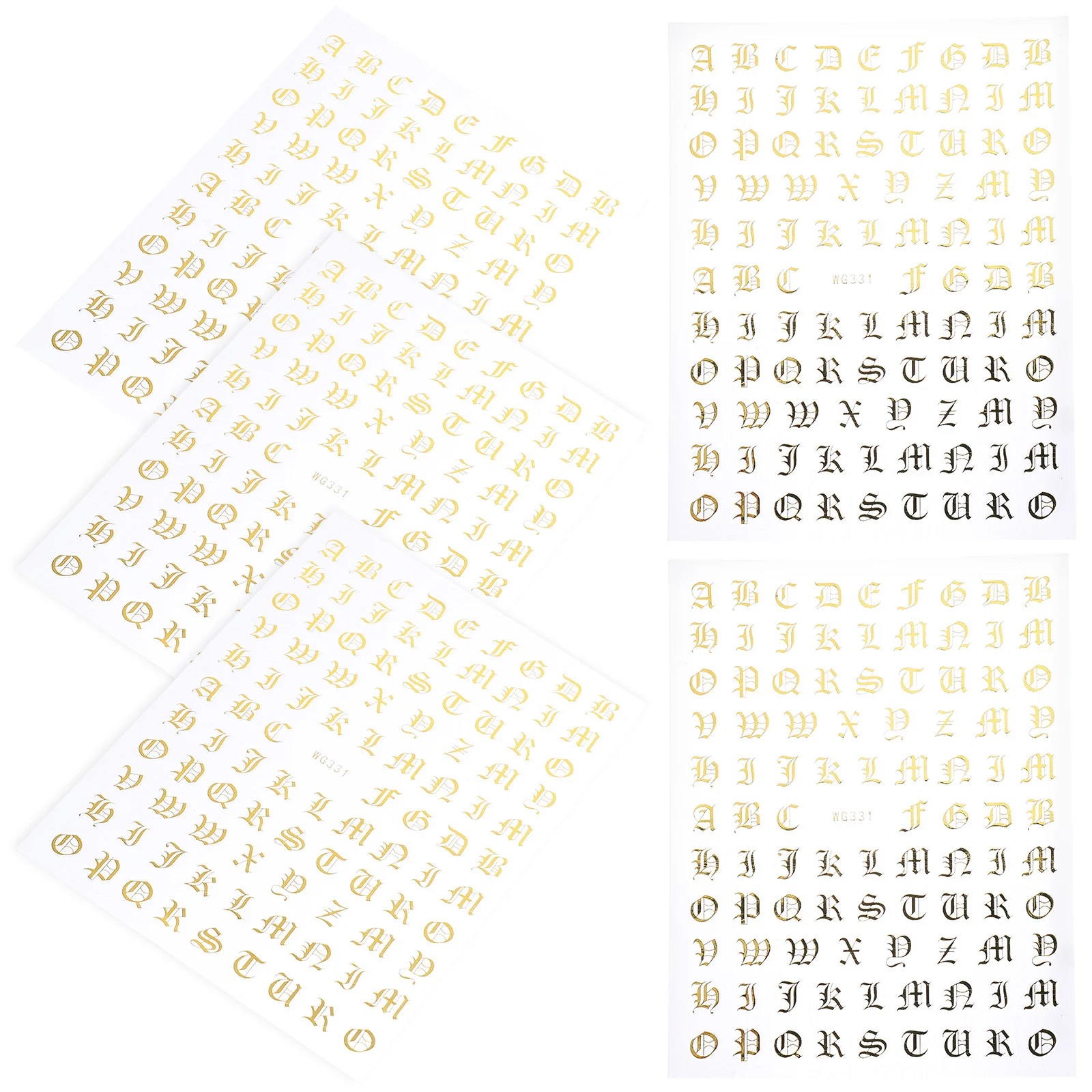 5 시트 알파벳 네일 스티커 간편한 필 오프 DIY 매니큐어 데칼 오래 지속되는 네일 아트 용품 알파벳 스티커