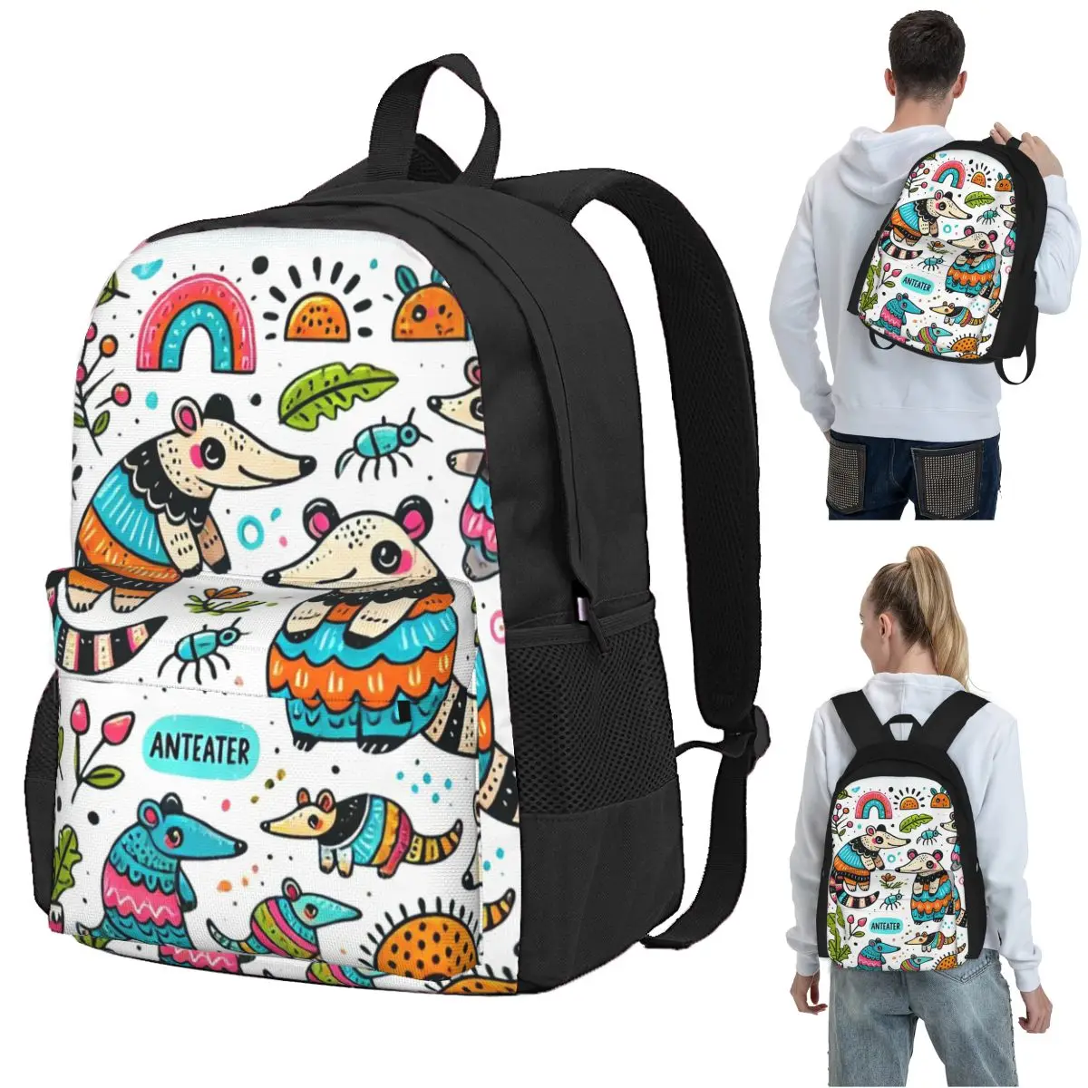 Ant Eater Named Annie Backpack Student BookBag Kids School Bag Laptop Shoulder Bags for Boys Girls