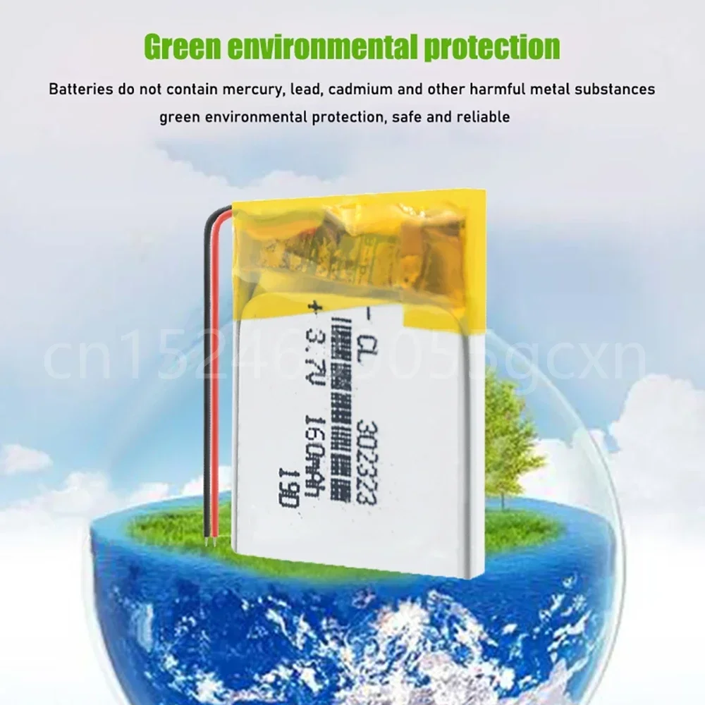 3.7V 160mAh 302323 032323   Baterías recargables Li-Po Li Ion de polímero de litio 302323   para MP3 MP4 Toys Batería de auriculares Bluetooth