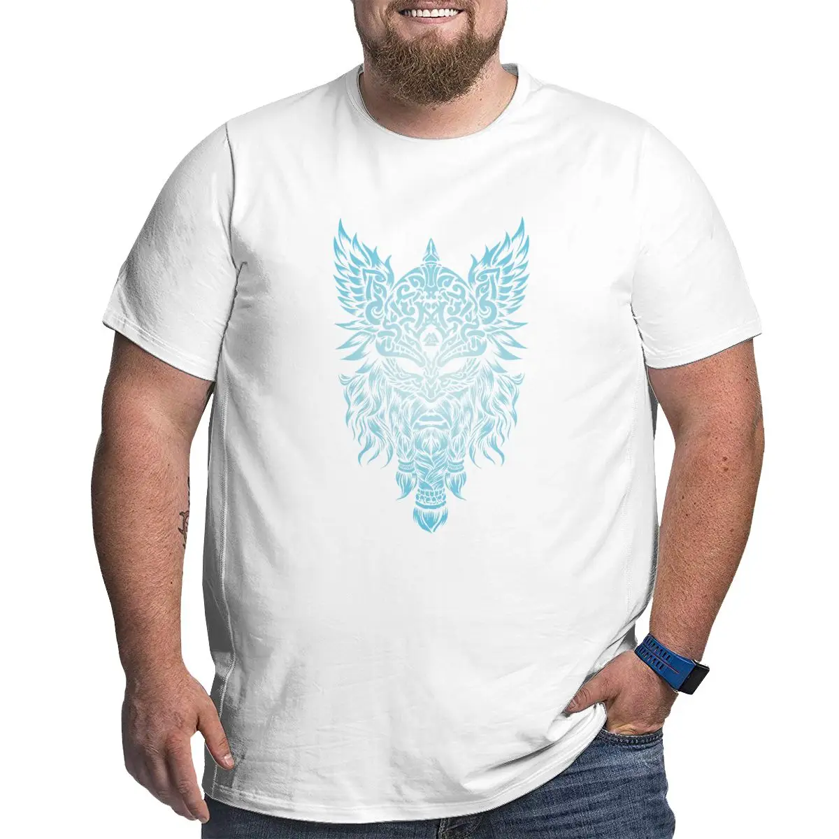 

Odin Norse Graphic T Shirts for Big and Tall Men Big Size Men's T-shirt White Cotton Short Sleeve Top Tees Clothing 1x-6x