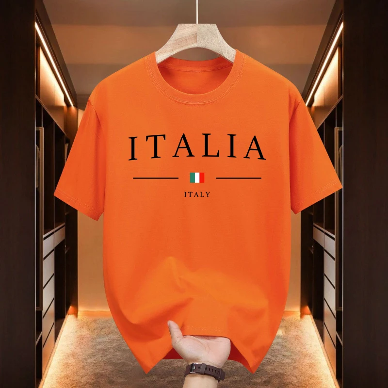 Italien Mode-T-Shirts für Herren, hochwertige 100 % Baumwolle, O-Ausschnitt, kurzärmelig, Sommer, Alltag, Freizeit, Sport, coole T-Shirts, City Vibe Tops – Detail 5