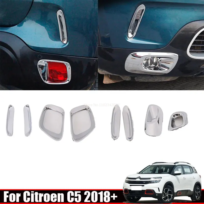 For Citroen C5 Aircross 2018 - 2021 ABS Chrome Front Rear bumper Fog Lights Lamp Cover Frame Auto Trim Exterior Kit Accessories