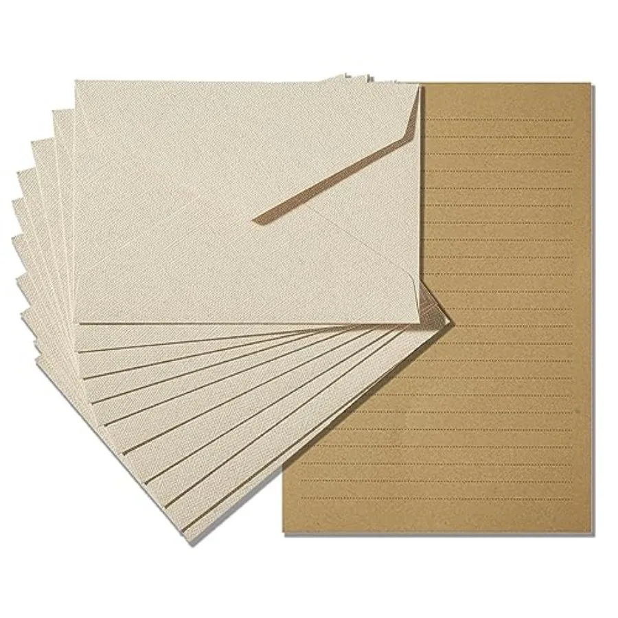 

Stationery Writing Paper and Envelopes Set with Jute Rope 4 X 6 for Writing Letter, 20 Best Paper with 10 Heavyweight envelopes