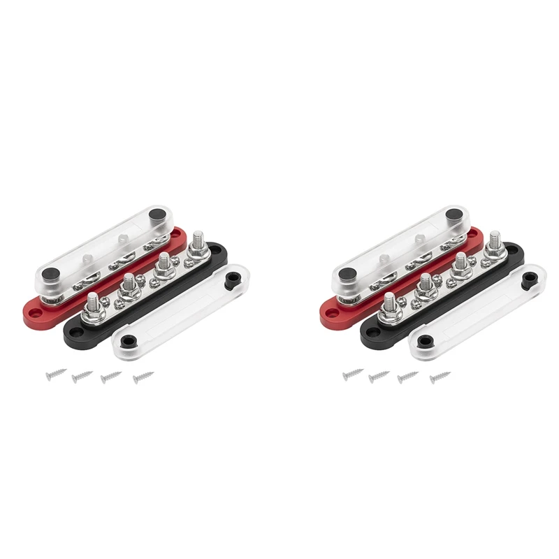 

4X Terminal Block Bus Bar 48V 150A Power Distribution Block M8 Terminal Bus For Automotive Boat Solar System, Black&Red