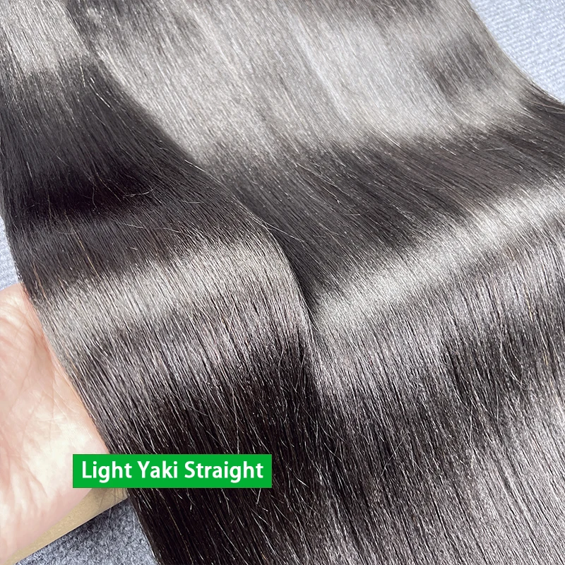 라이트 야키 스트레이트 헤어 번들 미가공 천연 100% 인모 붙임머리 킨키 스트레이트 헤어 내추럴 블랙 # 1B