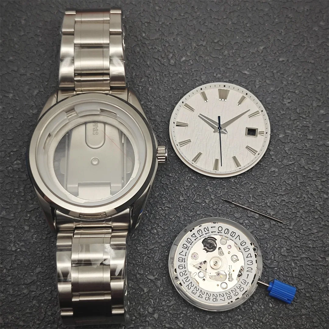 NH35 Case GS Case Set Premium Watch Hands 39.5mm Diving Case White Birch Wood Texture Dial Polished High-quality Hands