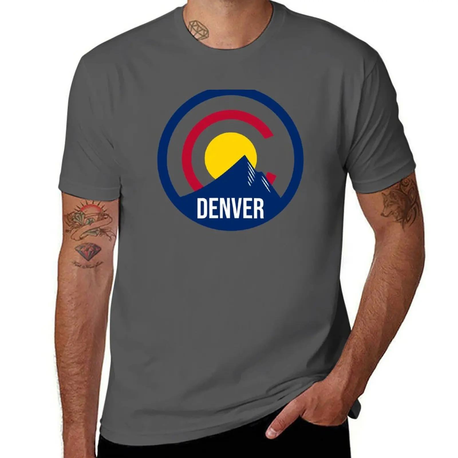 

Denver Colorado Flag Circle T-Shirt t shirts for man pack cotton t shirts designer T-Shirt