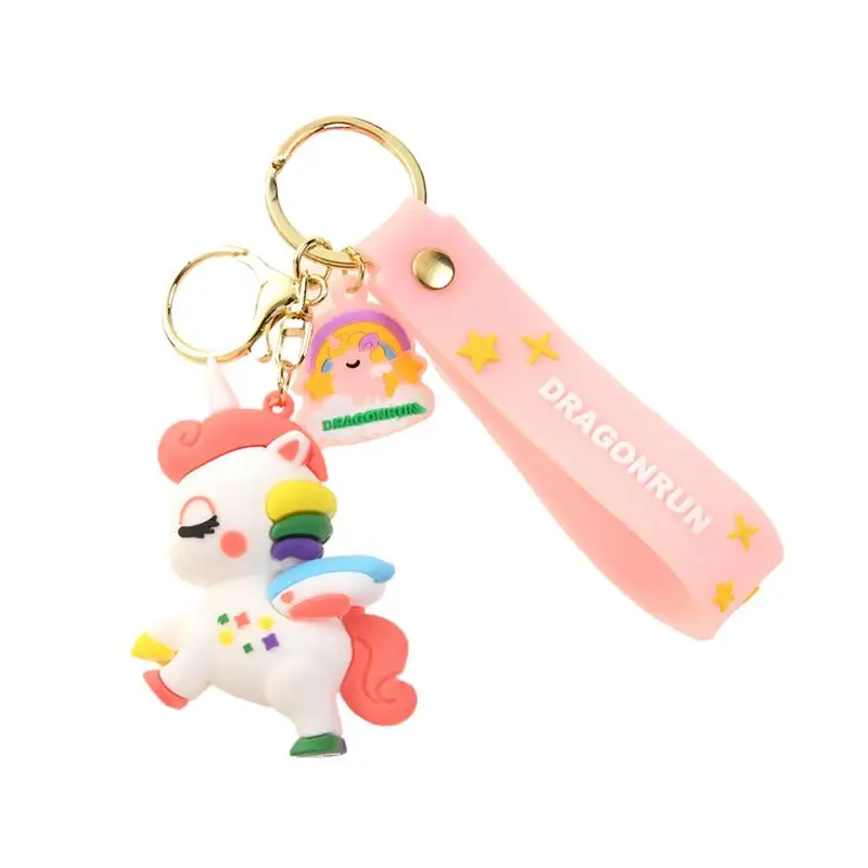 Horse Keychains For Women Rainbow Animal Keychain Lanyard Wristlet Bag Pendant Animal Toy Backpack Accessory Keychain Toy For