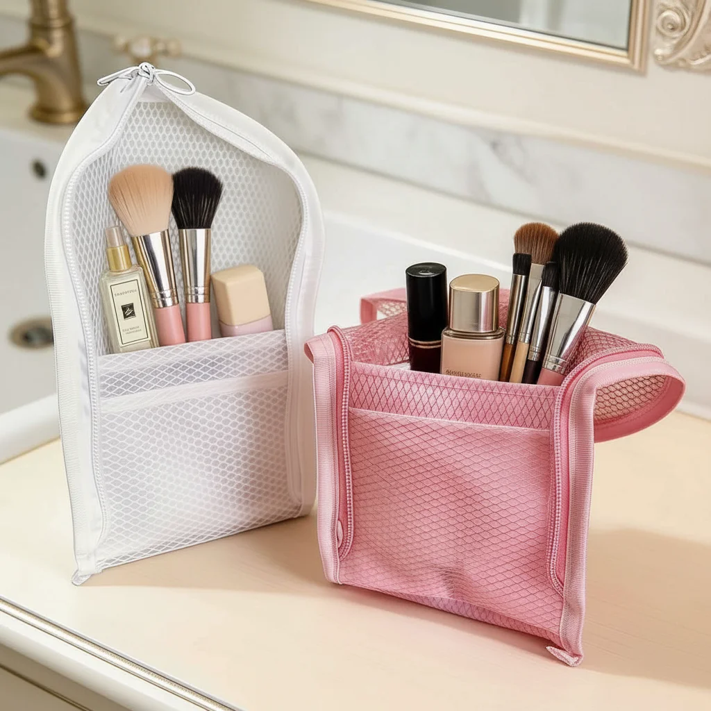 Sac de toilette de voyage en maille EVA, sac de rangement pour cosmétiques, sac de maquillage portable en maille transparente avec fermeture éclair pour femmes, usage quotidien
