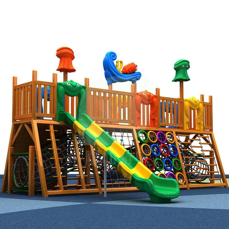Small Indoor Children's Wooden Playground Jungle Gym with Swing Kids Climbing Frame for Indoor Outdoors Amusement Equipmentpromo