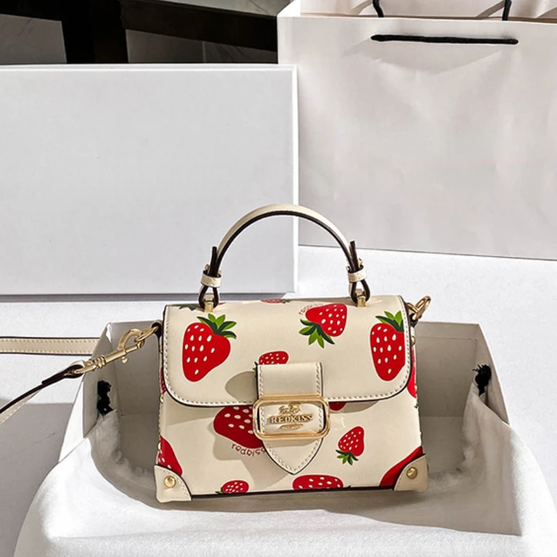 Fancy Strawberry Print Crossbody Bags for Women Mini Luxury Designer Handbag Small Ita Bag Shoulder Bolsos Para Mujer Female Sac