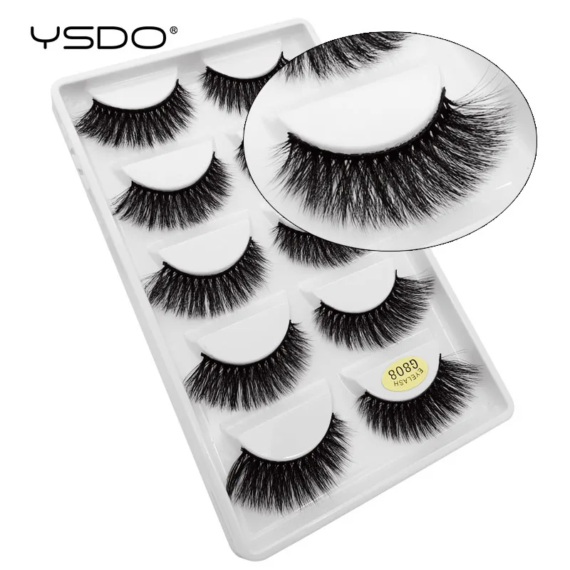 YSDO 5 คู่ขนตาปลอมธรรมชาติ 3d Mink Lashes Hand Made นุ่มหนา Mink Eyelashes Maquiagem Cilios เครื่องมือแต่งหน้า Faux Cils