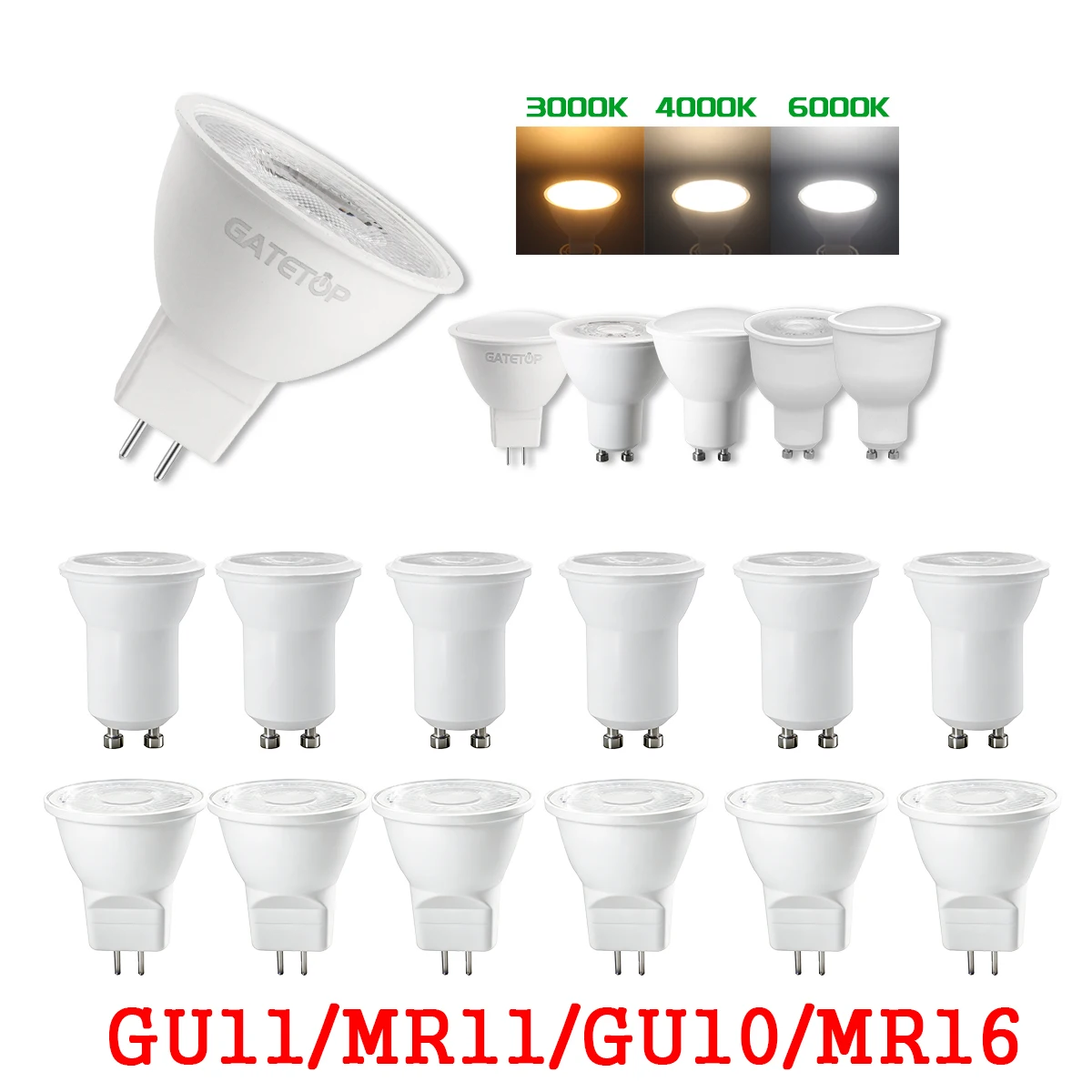 

Набор из 1-20 штук светодиодных ламп-прожекторов GU11 MR11 GU10 GU5.3 GU4, холодный свет, AC220-240V, 3W-12W, замена галогенных ламп 50W.