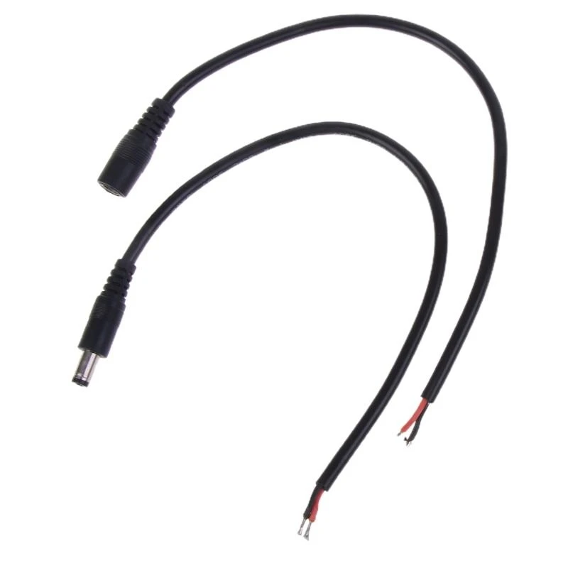 

652F Power Pigtail Plug Connector Cable 2.1mm x 5.5mm Male Female Pigtail Connectors for Security Camera