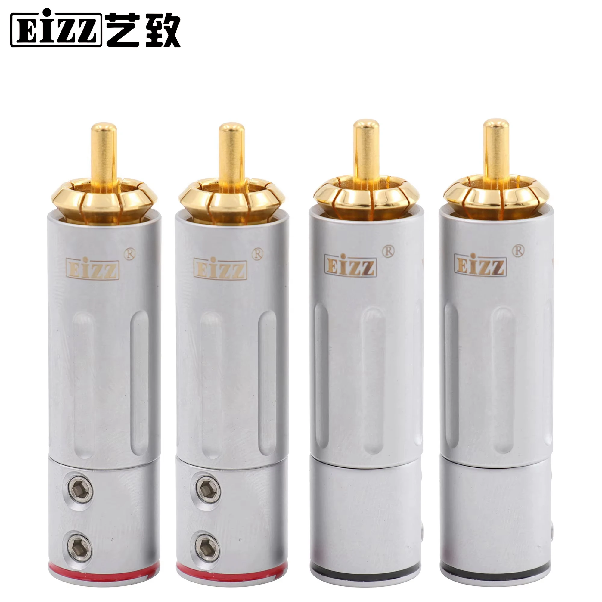 EIZZ High End RCA Plug 24K Pozłacane mosiężne złącze RCA do adaptera z blokadą Hifi Audio Video AMP TV AV DVD Kabel sygnałowy